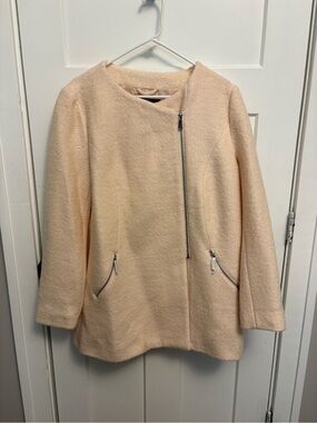 Women's Asymmetric Zip Wool-Blend Coat in Light Blush